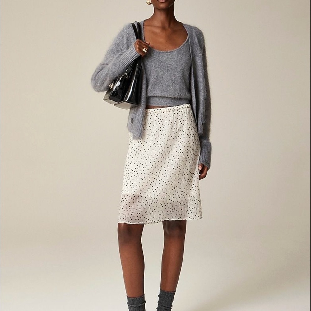 J. Crew Gwen knee-length layered slip skirt in dot crinkle chiffon - Picture 2 of 4